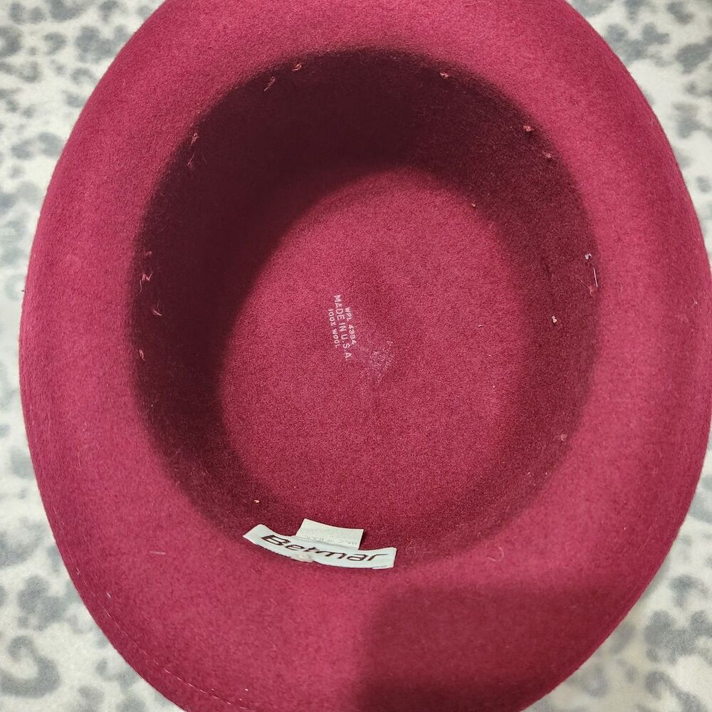 Betmar Hat Womens Burgundy Color 100% Wool - Picture 9 of 14